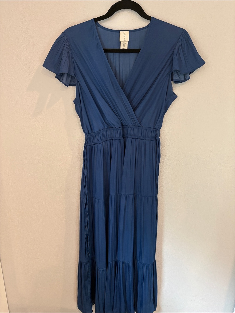 Joie Slate Blue V-Neck Tiered Maxi Dress